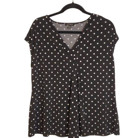 Lane Bryant Womens Top‎ Black White Polka Dot Sleeveless Size 14/16 Plus Casual - Picture 5 of 11